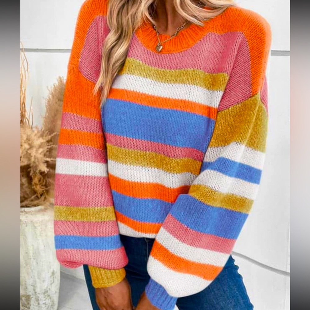 Women’s colorful stripe sweater.